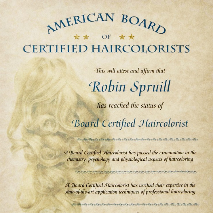 Robin Spruill Board Certified Haircolorist